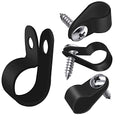 mankk 50PCS 1/2 Inch Rope Light Clips P-Style Mounting Clips Plastic Cable Clamps with Compatible Stainless Steel Pan Head Phillips Screws for Wire Management M-030-BK-LS - size: 50 Pack 1/2Inch