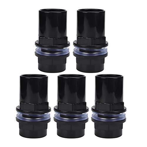 5Pcs PVC Aquarium Pipe Connector, 25mm Straight Tube Joint, Black Water Fitting for Fish Tank Filter System, Leak Proof Design (1.3in) - size: 1.3in