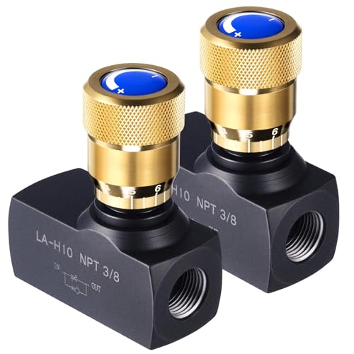 Pelopy 2 pcs 3/8 Inch Npt Ports Hydraulic Flow Control Needle Valve Single Direction Carbon Steel Hydraulic - size: 3/8 Inch