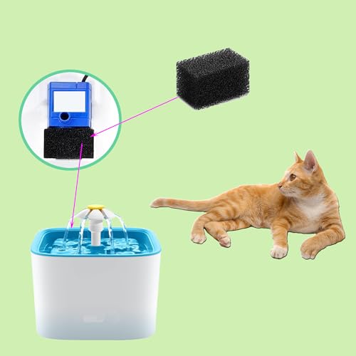 Pet Replacement Sponge Filters Replacement Pre Filter Sponges for 84oz/ 2.5L Pet Water Fountain Cat Water Foam Filter Dog Drinking Water Sponge Foam Filters for Pet Dog Cat Fountain (8)