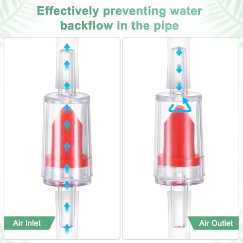 M METERXITY 1-Set Aquarium Air Valve, for 3/16" Airline Tubing PVC Aquarium with L-Shape Air Control Valves Check Valves for Fish Tanks/Aquaculture, Regulators Air Pump Adjustable [Blue, Red] - color: Blue, Red