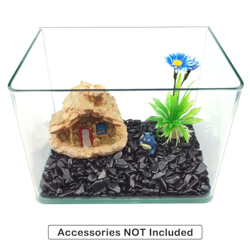WAYBER 2 Lbs/920g Black Obsidian Quartz Crystal Stones Irregular Decorative Rocks Aquarium Pebbles Gravels for Fish Turtle Tank/Succulent Plants/Air Plants Decoration (Fill 2 Cups) - color: Black, size: 2 Pounds