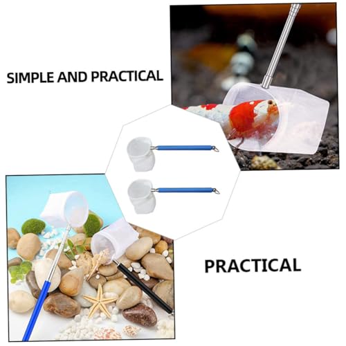 KOMBIUDA 2pcs Round Fish Tank Dip Net Telescopic Fishing Net for Aquariums Compact Design for Easy Storage for Home Fish Culture and Outdoor Use Random