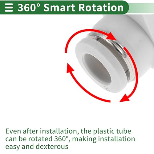 Push to Connect Air Fittings 5/16" Air Flow Control Valve Plastic 5 Pcs White Silver Tone - size: 5/16"