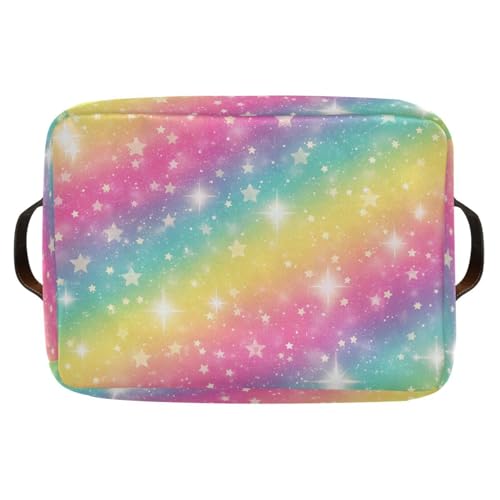 Rainbow Galaxy Storage Basket Bin, Large Cube Storage Box Canvas Collapsible Storage Organizer for Home Office Closet - 15 L x 11 W x 9.5 H - color: Rainbow Galaxy, size: 1 PCS