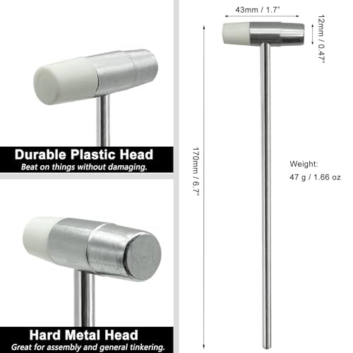 Lightweight Small Hammer, Plastic Head and Metal Head, Compact Craft Hammer for Small Projects, Jewelry, Watch, Tuning, Woodworking, DIY, Leather, 3 Pcs - color: 6.6" Craft Hammer, 3 Pcs