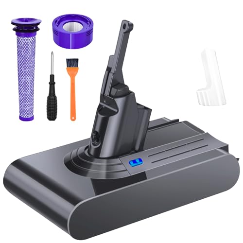 for Dyson V8 Battery Replacement,21.6V 8000mAh Batteries Compatible with Dyson V8 Animal/V 8 Absolute/V 8 Motorhead /V8 Fluffy/SV10,Pre-Filter &Post-Filter &Cleaning Brush Included