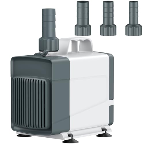 Pawfly 1060 GPH Fountain Pump, 85 W Submersible Water Pump with 14.8 ft. High Lift and 3 Nozzles, Quiet Water Fountain Pump for Aquarium Fish Tank Waterfall Pond & Hydroponics - style: 1060 GPH