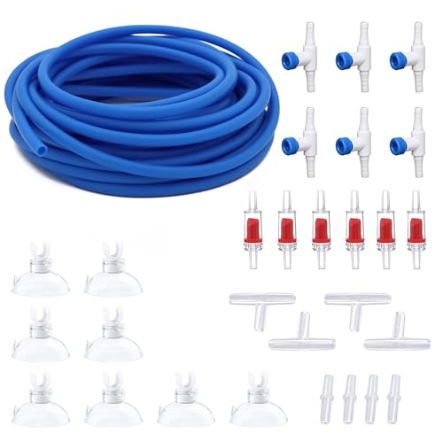 Premium 50FT 3/16inch Blue Air Hose for Aquarium with Connector,Check Valve, Control Valve Accessories (Blue, 50 ft.) - color: Blue, size: 50 ft.