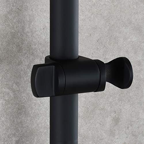 Tecmolog Hand Held Shower Head Holder Stainless Steel Height/Angle Adjustable 25 mm Shower Slide Bar Bracket Holder Black, ST35B - color: Black