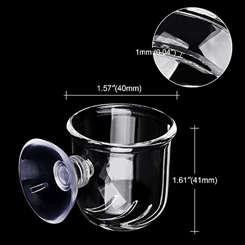 WEAVERBIRD Aquarium Crystal Glass Cone Feeder Red Worm Fish Tank Plant Shrimp Feeder Punch Cup Fish Feeding Cup with Suction Cup, 2 Pack