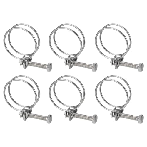uxcell 6Pcs Double Wire Hose Clamp, 45-50mm Adjustable Stainless Steel Wire Hose Clips with M8 Bolt for Dust Collection Hose, Pump Hose Pipe - size: 45-50mm