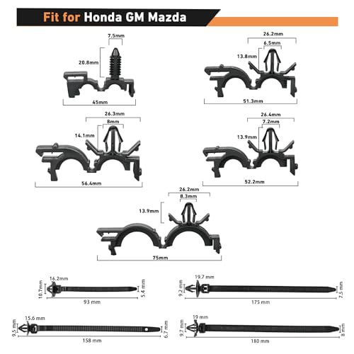GOOACC 130Pcs Car Wire Loom Routing Clips Assortment - 9 Different Sizes Universal Wiring Harness Routing Clip Replacement Parts for Honda GM Mazda - color: 130pcs Wire Routing Clips