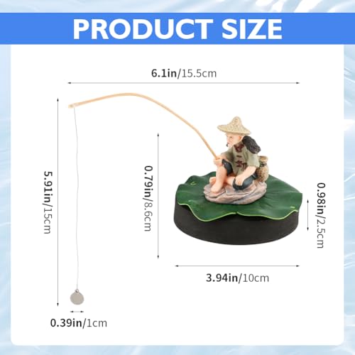 Resin Fisherman Aquarium Decor with Realistic Mini Fishing Rod, Sitting Fishing Figurines Floating Fish Tank Decorations, Fun Fish Feeder Aquarium Ornaments(Style 2) - color: Style 2