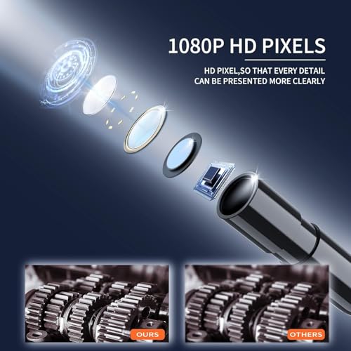 Daxiongmao Endoscope Camera with Light, 1080P HD Borescope, IP67 Waterproof Snake Camera – Ideal for Inspecting Walls, Vents, Automotive Engines, Pipes – A Great Gift Tool for Men (16.5ft) - size: 16.5FT
