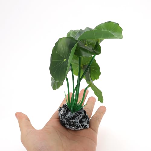 Aquarium Plastic Plants, Reptile Plant Decoration, Aquatic Plant Resin Decor, Betta Fish Tank Realistic Plants for Aquarium, 6.5" Height, Green