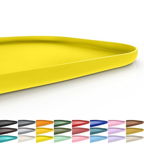 SMILOOL Silicone Pet Food Mat with Raised Edge for Food and Water Bowl, Dog Feeding Mats, Cat Food Trays for Floor Waterproof, Rubber Tray for Dogs and Cats, 19 x 12 x 0.7 Light Yellow - color: Light Yellow, size: 19"L x 12"W