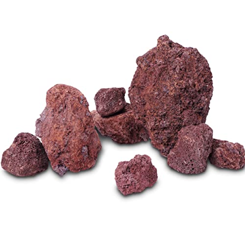 LANDEN Red Lava Stones (16lbs,3~10inch,11pcs) Aquarium Rock for Aquascaping Terrariums, Paludariums,Vivariums, Reptile and Amphibian Enclosures, Fish Tank Decoration Landscape Stone - size: 03 Red Lava Stones（3-10inch,16lbs）