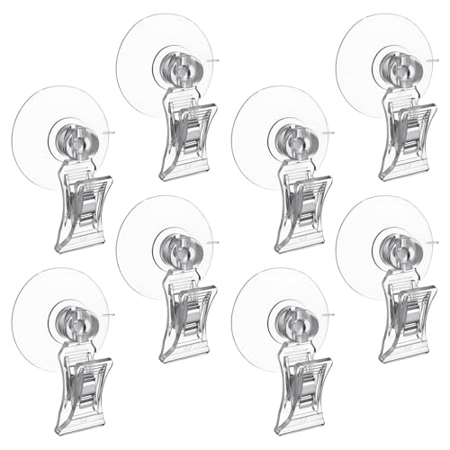 Xinjoduz 8 PCS Suction Cup Clips, Aquarium Clips, Transparent Small Suction Cups for Glass, Aquarium Suctions Cups, Window SuctionCup Clip for Shower Curtain Feeder Fish Tank Accessories