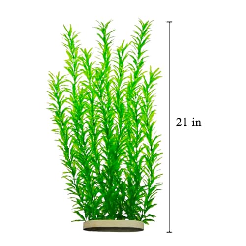 DSkoiph 2 pcs Aquarium Decor Plastic Plants Extra Large 21 Inches Artificial Fish Tank Plants Tall Fish Tank Decorations Artificial Green Water Plants (Green) - color: Green
