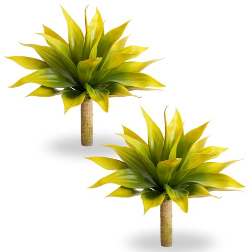 Artificial Flowers for Outdoors Artificial Agave 22'' Fake Plants Faux Agave Artificial Plants Outdoor Fake Flowers Outdoor Faux Plants Indoor Uv Resistant Artificial Plants (Yellow 2pcs) - color: 22"yellow