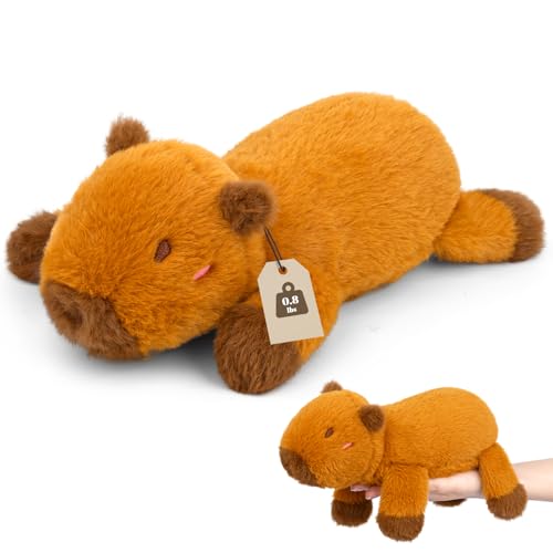 Weighted Capybara Plush - 10” 0.8lbs Soft Capybara Weighted Stuffed Animal, Cute Huggable Weighted Plushie Toy for Girls, Boys & Kids, Kawaii Birthday Gifts - color: Brown, size: ['10 inches (25 cm)']