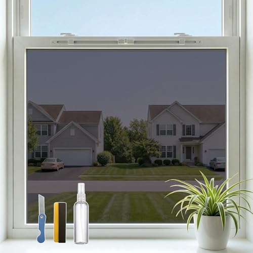 One Way Privacy Window Film, Black-Silver Static Cling, 29.5" x 78.7" - color: Black Silver, size: 29.5" x 78.7"