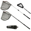 2 Pack Fishing Net with Telescopic Pole Handle, Fish Landing Net with Sturdy Collapsible Handle, Folding Nylon Mesh Landing Net for Saltwater and Freshwater, Extend to 51 in(Black, White)