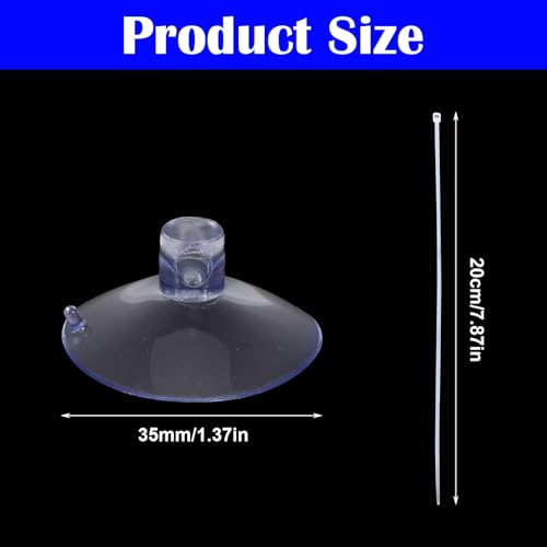 30PCS Aquarium Suction Cups 35mm Mini Suction Cups with 50PCS Adjustabletransparent Zip Ties Fish Tank Suction-Cups Small Sea Sucker Suction-Cup for Plants, Planter, Binding Moss, Window