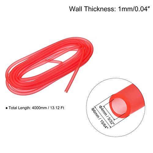 uxcell Aquarium Airline Tubing Hose 5/32" ID 15/64" OD 1Pcs 13.12 Ft Silicone Flexible Airline Tubing for Fish Tank, Terrariums, and Hydroponics, Red - color: Red