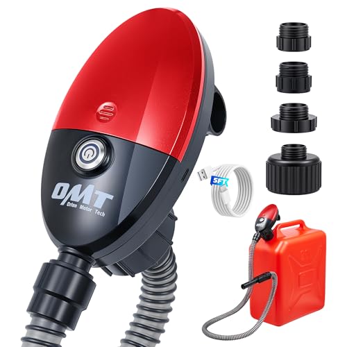 Orion Motor Tech Electric Fuel Transfer Pump with Auto-Shutoff, 3.2GPM Gas Can Pump, 51" Hose, USB-C & AA Battery (NO BATTERIES INCLUDED) Powered, 4 Adapters for Gasoline, Diesel, Kerosene, Red - color: 3.2GPM Cordless Gas Pump Kit, Red