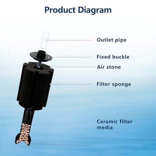 10-50Gal 2 Pack Aquarium Sponge Filter with Ceramic Media and Bubble Diffuser Ultra Quiet Fish Tank Filters fit Breeding Fry Betta Shrimp Fish Tank - color: 2 pack, size: S(10-50 gallon)