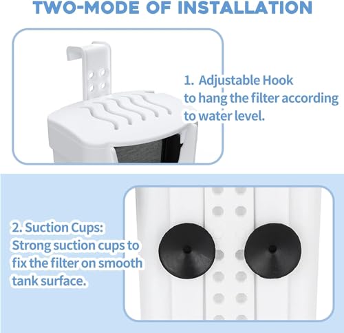 Moonorange Aquarium Power Filter(3.5W), Turtle Tank Filter, Silent Low-Water Filter for Small Fish Tank, Reptile Tank Up to 15Gallon, with 4pcs Cartridges.(White) - color: White +4 Cartridges