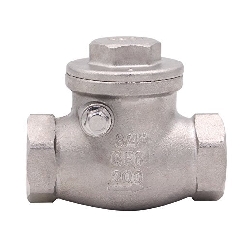 3/4 Inch Swing Check Valve - WOG 200 PSI Stainless Steel SS304 CF8M NPT - size: 0.75 Inch, style: Swing