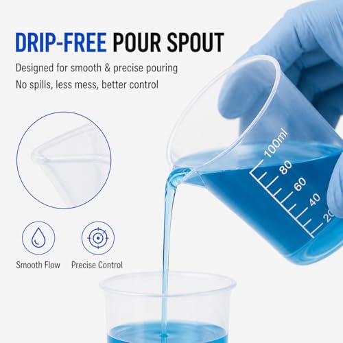 4 Pcs 100ml/3.4oz Plastic Graduated Cup Clear Measuring Cup Multipurpose Mixing Cups for Kitchen Cooking Medicine Measure Tool - size: 4 Count, 100 ml