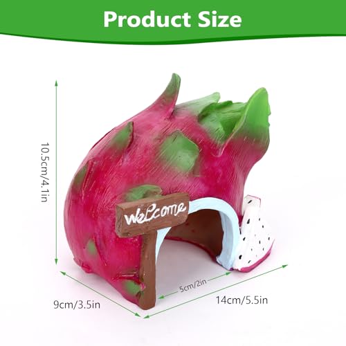 Dragonfruit Aquarium Decoration Resin-Exotic Fruit Fish Tank Ornament with Hollow Interior for Hiding-Approx. 5.5" L x 3.5" W x 4.1" H(Dragonfruit) - color: Dragonfruit