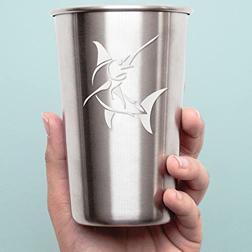 Decal Stickers of Stylized Marlin Fish (White) (Set of 2) Luxury Weatherproof Vinyl Decal Stickers for Laptop Desktop Smartphone Car Dirt Bike Wall Room Mason Jar Bathtub - BICVER1512501WHW19Y24 - color: White, size: 3.8'' x 4.4''