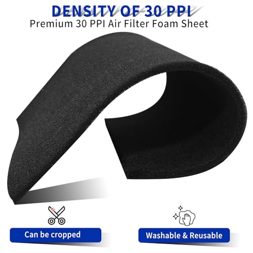 30 PPI Air Filter Foam Sheet 24.5"x12"x3/8" for Air Purifiers Aquarium AC Units HVAC Systems Motorcycle Filters & DIY Projects Washable Universal Replacement Sponge 2PCS