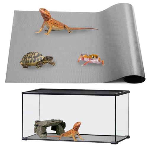 Bearded Dragon Tank Accessories, Reptile Mat, Reptile Terrarium Substrate Liner for Leopard Gecko, Lizard, Snake, Tortoise, Iguana Non-Adhesive Reptile Flooring (18"x36" Grey) - color: 18x36" Grey
