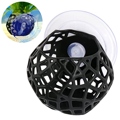 Aquarium Plant Holder with Suction Cups - Hanging Planter for Aquatic Plants, Fish Tank Decoration & Cultivation Tool (Black)