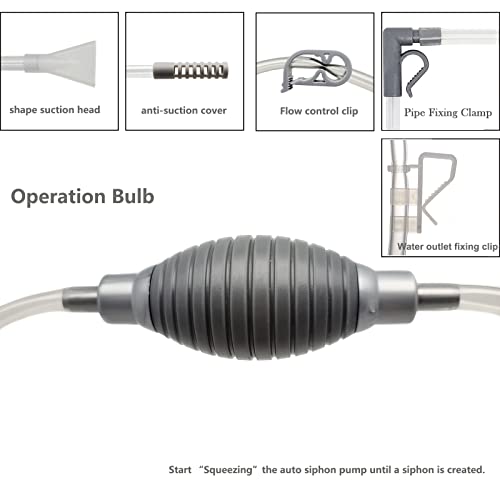 AREPK 10 Gallon Fish Tank cleaner and Aquarium Water Changer Siphon with a Thinner Tubing. Perfect for Cleaning Small Tanks, Gravel Vacuum for Aquarium Kit