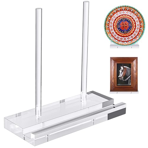 CHEPULA Plate Stands for Display 10 Inch, Acrylic Display Stand | Tabletop Art Display Clear Easel Stand for Plates, Album, CD, Magazine, Card, Frame