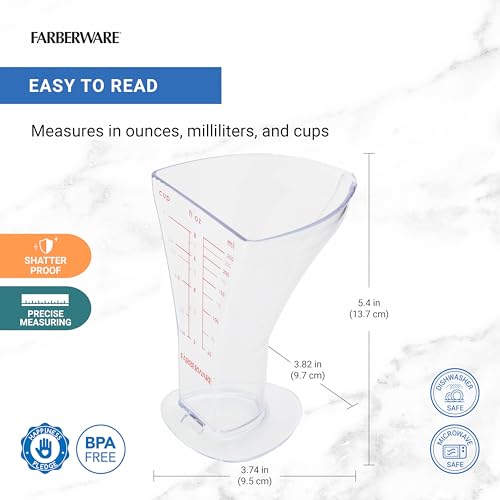Farberware Professional 1 Cup Euclid Measuring Cup Accurate Measurements, BPA-Free Plastic, Dishwasher Safe
