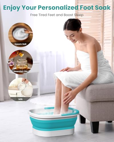 Nekteck Collapsible Foot Soaking Tub Bucket for Foot Bath Soak, Feet Basin Soaker with 138 Acupressure Nodes and Pumice Stone for Feet Health Foot Spa, Gifts for Men Women Dad Mom, Green - color: Green