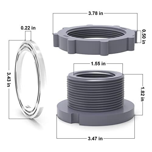 TAISHER 2PCS Black PVC 1-1/4'' Bulkhead Tank Connector Adapter Fitting with Gasket for Water Tank, Rain barrels, Aquariums, Bathtubs and Sink - size: 1-1/4"(PVC) with Gasket