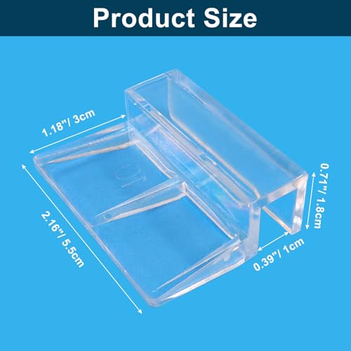 Hordion 20pcs Aquarium Lid Clip, 10mm Clear Acrylic Fish Tank Lid Holder Aquarium Glass Cover Clips for Rimless Aquarium Fish Tank