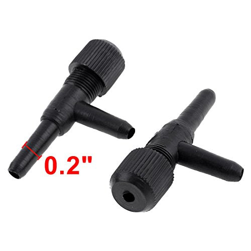 uxcell Plastic Fish Tank Aquarium 2 Way Air Pump Control Valves Splitter 5 Pcs Black