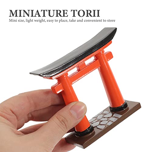 STOBOK Japanese Torii Gate Miniature Shrine Fairy Gardens Decor Zen Garden Japan Torii Gate Prop Altar Shelf Bridge Landscape Ornament for Aquarium Fish Tank Decor