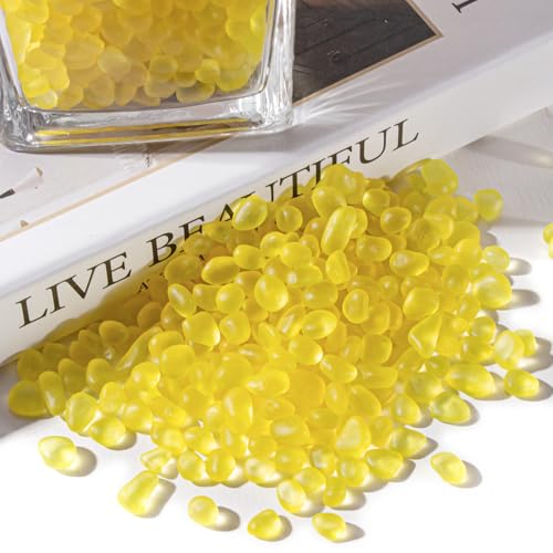 Keedolla Aquarium Rocks Betta Fish Tank Gravel, 8oz Frosted Sea Glass Marbles Gemstones for Vase Fillers, DIY Crafts and Home Decor - Yellow, 6-9mm - color: Yellow, size: 0.5 LB