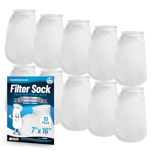 Aquatic Experts Felt Filter Socks – 7 Inch Ring Style, 100 Micron Aquarium Filter Sock for Sumps & Aquariums (7" x 16", 10 Pack) - size: 10 pack